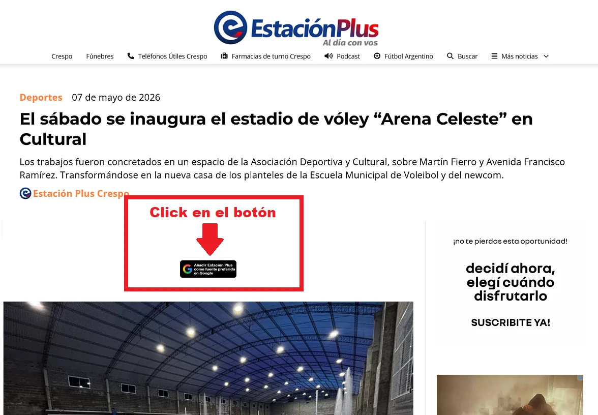 Screenshot 2026-05-07 at 19-33-37 El sábado se inaugura el estadio de vóley “Arena Celeste” en Cultural